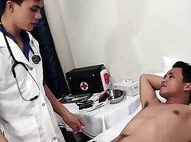 Assfingered Asian twink barebacked at the end of one's tether doctor
