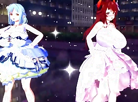 Sexy 3 Teens With Big Tits Dancing In Dress (3D HENTAI)