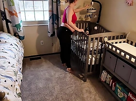 Pregnant step Mom gets stuck in crib together with has nearby come help her get out